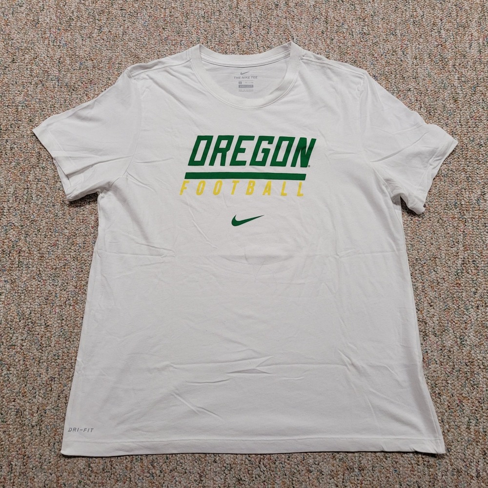 Oregon Ducks Football Shirt Mens XL White Dri-Fit  Nike NCAA Training Sportswear